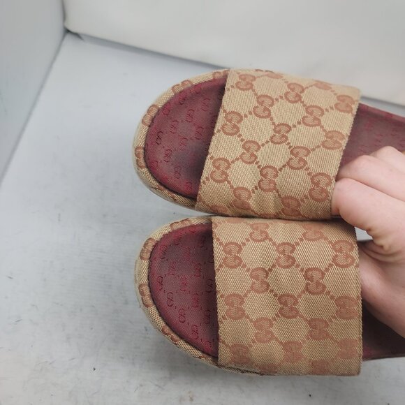 Gucci WOMENS Angelina GG Supreme Platform Brown Slide Sandal - Picture 11 of 12